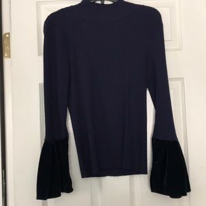 Navy blue Inc sweater with velvet cuffs